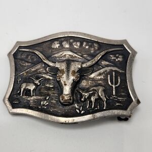 Vintage LynTone Western Silver Belt Buckle